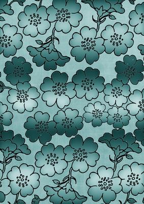 Dusky Teal Metallic All Over Floral Blossom A4 Backing Paper