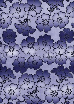 Blue Metallic All Over Floral Blossom A4 Backing Paper