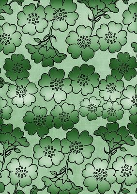 Mid Green Metallic All Over Floral Blossom A4 Backing Paper