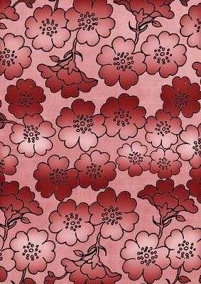 Red Metallic All Over Floral Blossom A4 Backing Paper