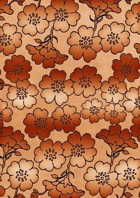 Burnt Orange Metallic Over Floral Blossom A4 Backing Paper