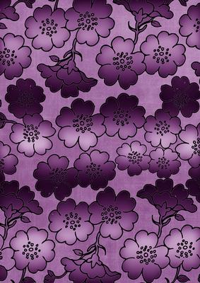 Purple Metallic All Over Floral Blossom A4 Backing Paper