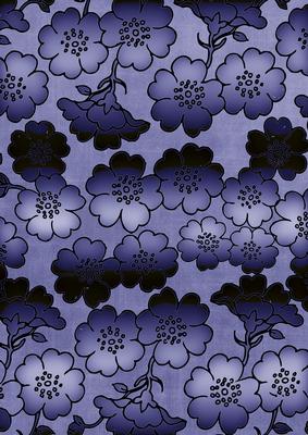 Dark Blue Metallic All Over Floral Blossom A4 Backing Paper
