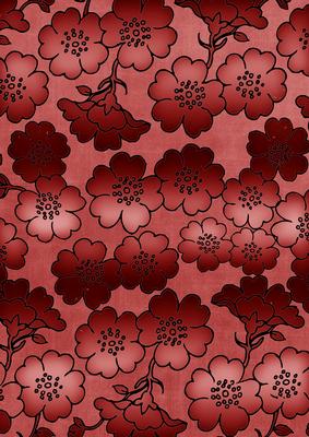Dark Red Metallic All Over Floral Blossom A4 Backing Paper