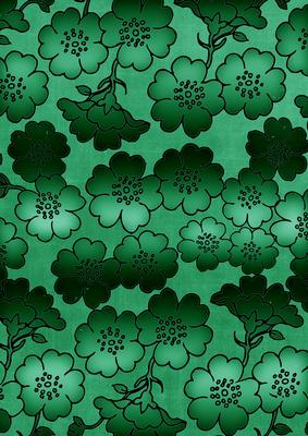 Dark Green Metallic All Over Floral Blossom A4 Backing Paper