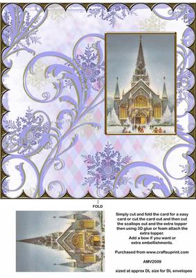 Christmas Church Scallop Edge Dl Card