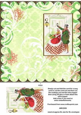 Christmas Couple Calling Scallop Edge Dl Card