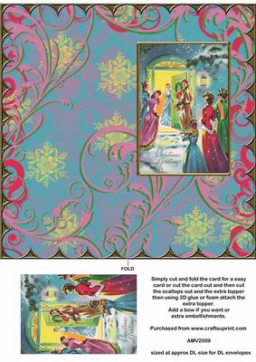 Christmas Family Come Calling Scallop Edge Dl Card