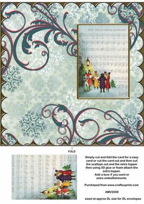 Christmas God Rest Ye Merry Gentlemen Scallop Dl Card