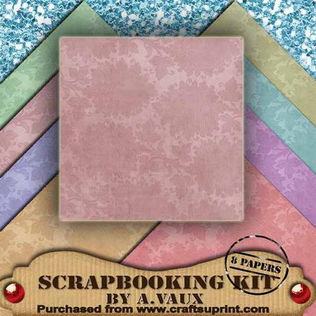 Regal Floral Embossed Pastels 8 Scrapbooking Papers Kit
