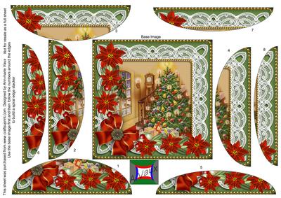 Christmas Tree Poinsettias 5in Spiral Round Stacker