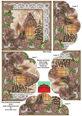 Church Window Poinsettia 5in Scallop Bottom Stacker