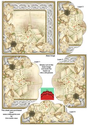 Cream Village Church Poinsettia 5in Scallop Bottom Stacker
