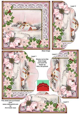 Pink Snow Church Poinsettia 5in Scallop Bottom Stacker