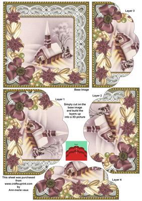 Church Lights on Plum Poinsettia 5in Scallop Bottom Stacker
