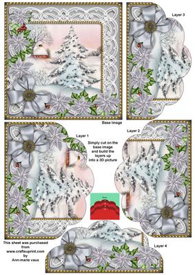 Silver Snow Tree Poinsettia 5in Scallop Bottom Stacker