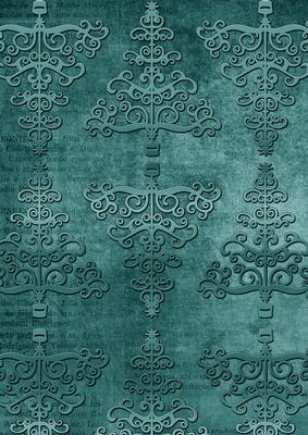 Dusky Teal Embossed Christmas Trees A4 Backing Paper