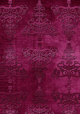 Cerise Embossed Christmas Trees A4 Backing Paper