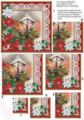 Christmas Lantern Red Poinsettia 5in One Corner Stacker