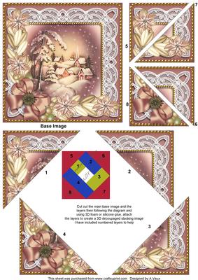 Snowy Village Poinsettia 5in Triangle Spiral Stacker