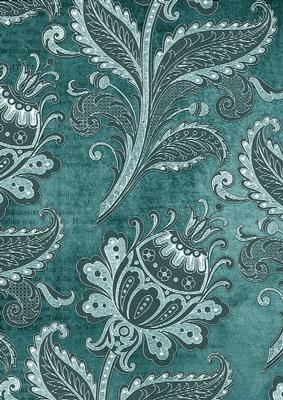 Dusky Teal Floral Wallpaper A4 Backing Paper