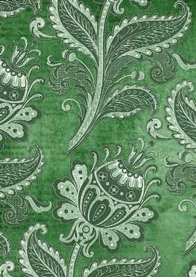 Mid Green Floral Wallpaper A4 Backing Paper