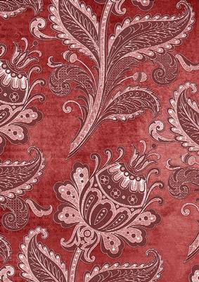 Red Floral Wallpaper A4 Backing Paper