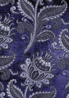 Dark Blue Floral Wallpaper A4 Backing Paper