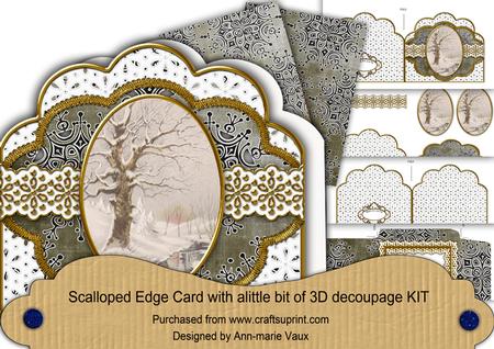 Snow Tree Walk Grey Scallop Step by Step Card Kit