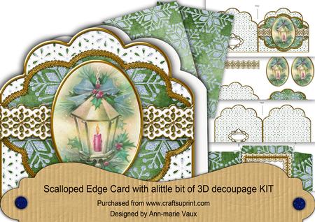 Christmas Lantern Green Scallop Step by Step Card Kit