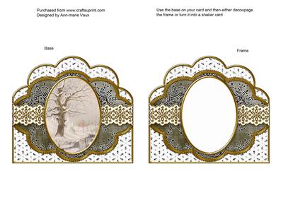 Snow Tree Walk Grey Anglaise Scallop Card Shaker Frame