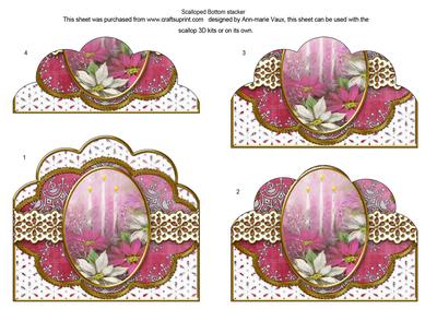 Pink Poinsettia Candle Anglaise Scallop Bottom Stacker