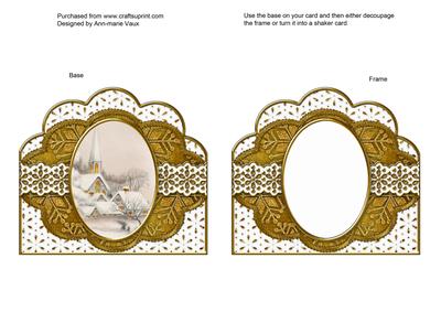 Pretty Snow Village Warm Anglaise Scallop Card Shaker Frame