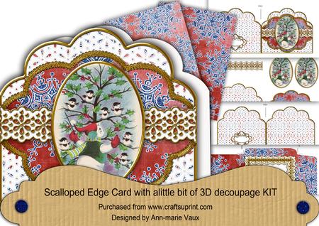 Conducting Snowman Anglaise Scallop Step by Step Card Kit