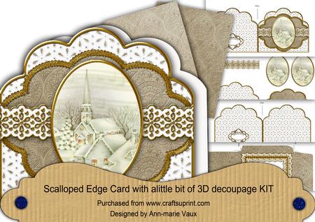 Cream Village Church Natural Scallop Step by Step Card Kit