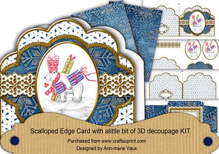 Present Polar Bear Blue Scallop Step by Step Card Kit
