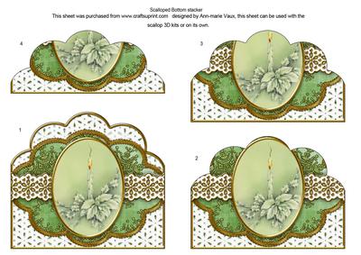 Green Poinsettia Candle Anglaise Scallop Bottom Stacker