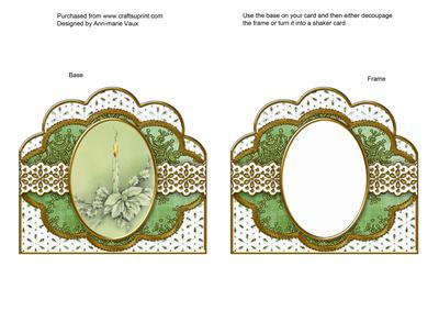 Green Poinsettia Candle Scallop Card Shaker Frame
