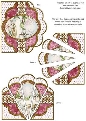 Pretty Snow Scene Pink Anglaise Scallop Deco Stacker