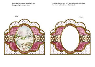 Pretty Snow Scene Pink Scallop Card Shaker Frame