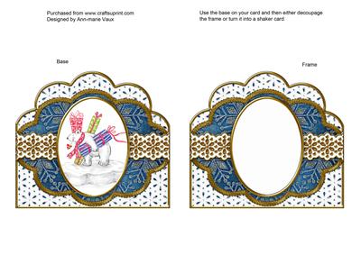 Present Polar Bear Blue Scallop Card Shaker Frame