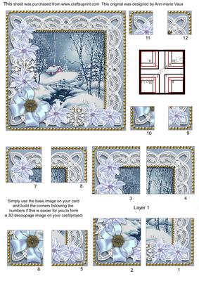 Winter Walk Ice Poinsettias 5in Quad Corner Stacker