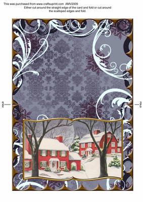Christmas Houses Scallop Edge Book Card