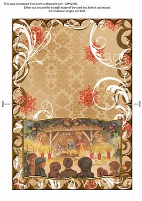 Christmas Nativity Scallop Edge Book Card