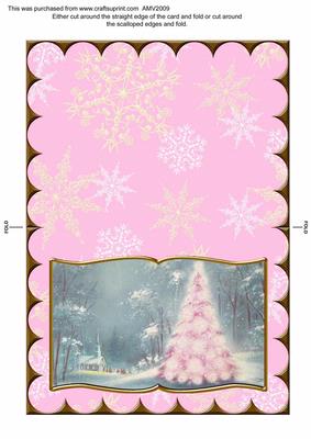 Oh Pink Christmas Tree Scallop Edge Book Card