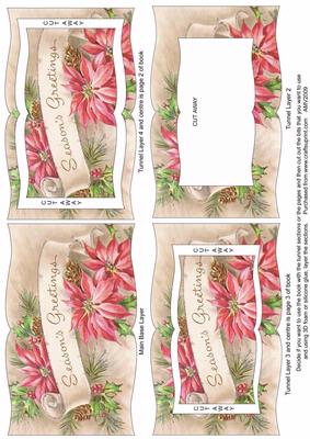 Christmas Poinsettia Greetings Tunnel Book Sheet