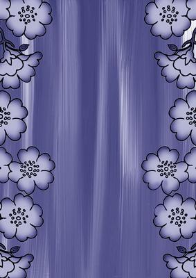 Blue Painted Blossom Edge A4 Backing Paper