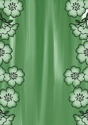 Mid Green Painted Blossom Edge A4 Backing Paper