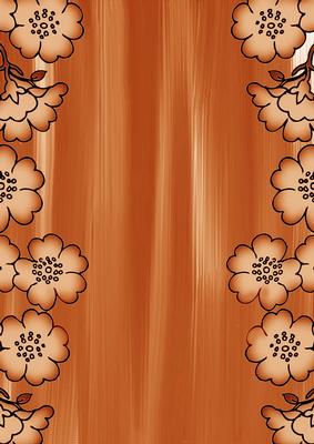 Burnt Orange Painted Blossom Edge A4 Backing Paper