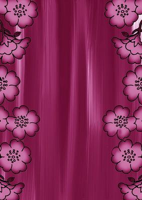 Cerise Painted Blossom Edge A4 Backing Paper